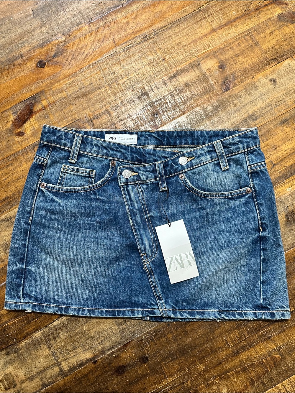 ZARA Blue Washed Denim Mini Skirt